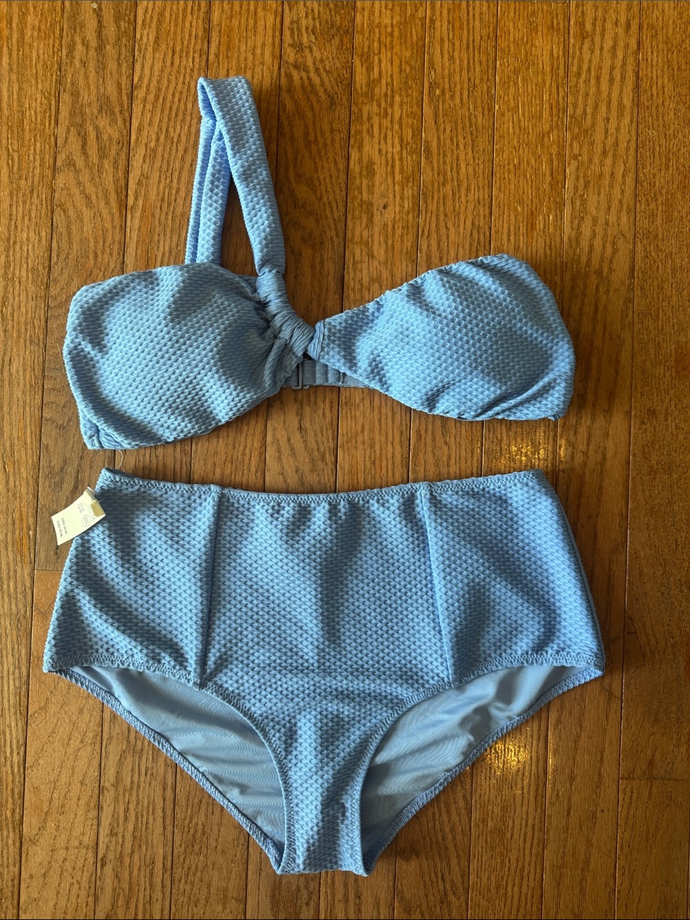aerie Sky Blue Textured One-Shoulder Bikini Set
